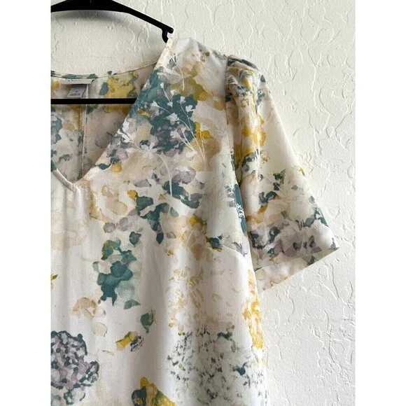 A New Day Short Sleeve Tie-Dye V-Neck Flare Dress Womens Size S White - Picture 9 of 16